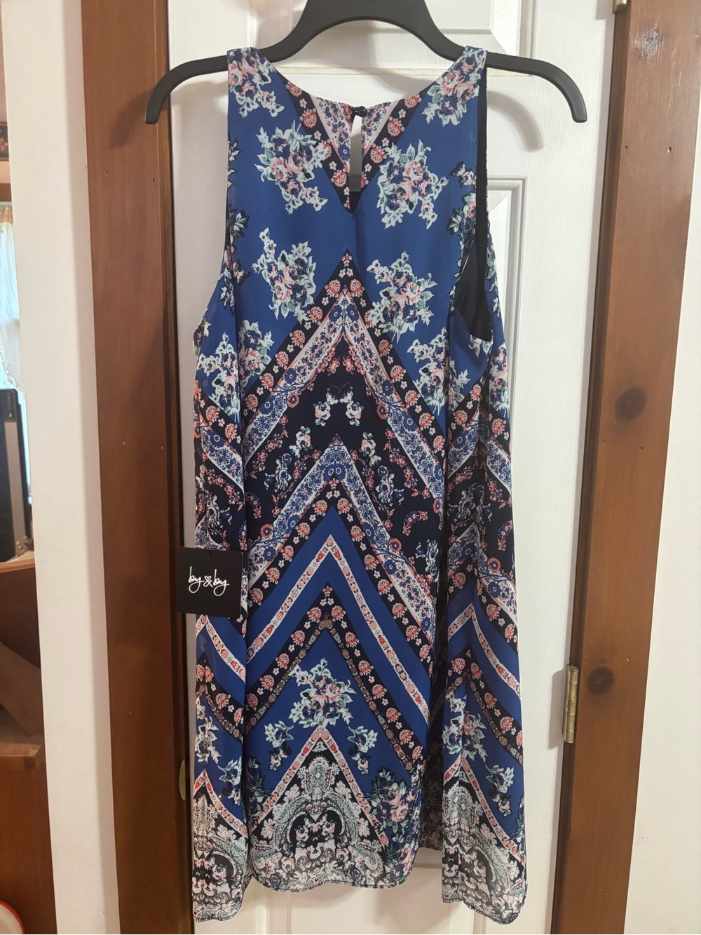 Blue Floral Sleeveless Shift Dress